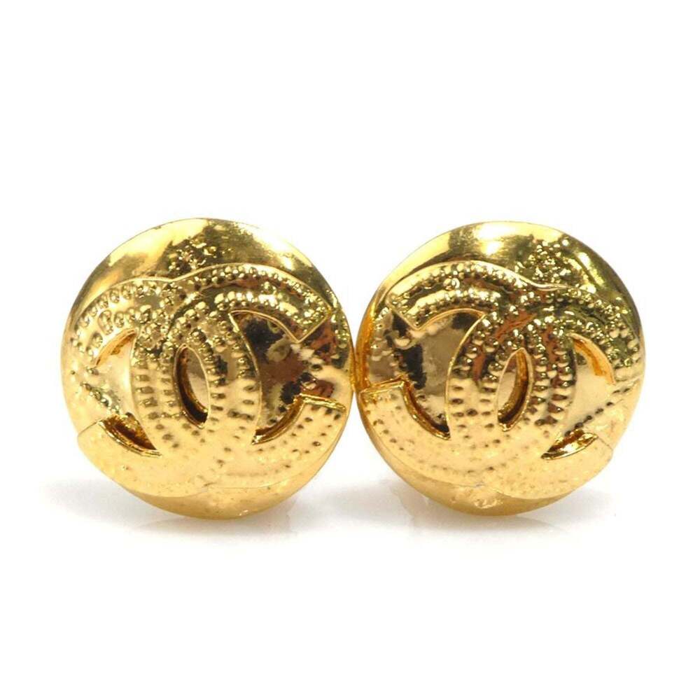 CHANEL Authentic Gold Logo Earrings - Picture 1 of 5